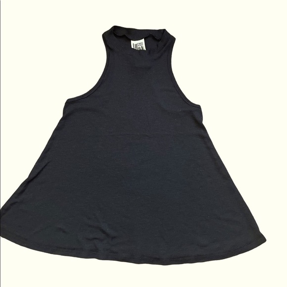 Free People Black Ribbed Mock Neck Razorback Flare Bottom Tank - Picture 1 of 7